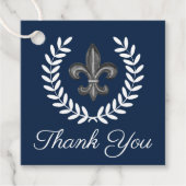 Étiquettes Cadeau Fleur de Lis & Laurels | MERCI (Devant)