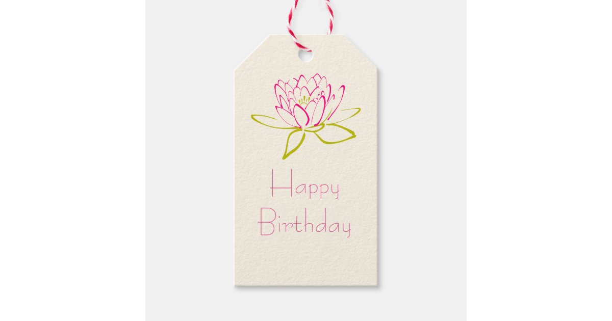 Etiquettes Cadeau Fleur De Lotus De Joyeux Anniversaire Nenuphar Zazzle Be