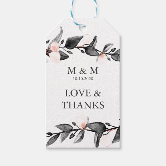 Étiquettes-cadeau Fleur de lune | Mariage Monogram Merci Favoriser (Devant)