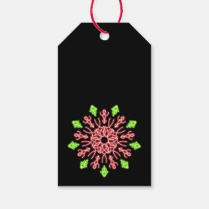 Étiquettes-cadeau Fleur de néon rouge et vert