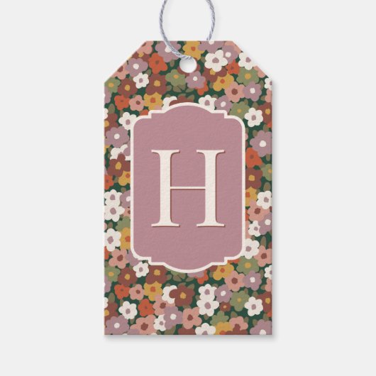 Étiquettes-cadeau Fleur festive d'automne (Devant)