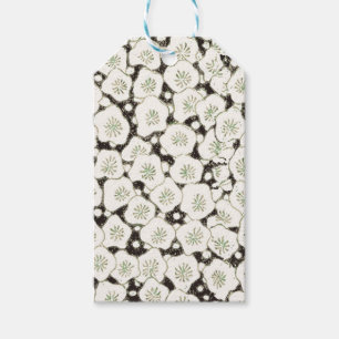 Étiquettes-cadeau Fleur japonaise vintage 1902 : Fleur noire et blan