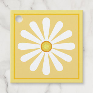 Étiquettes Cadeau Fleur marguerite jaune et blanc