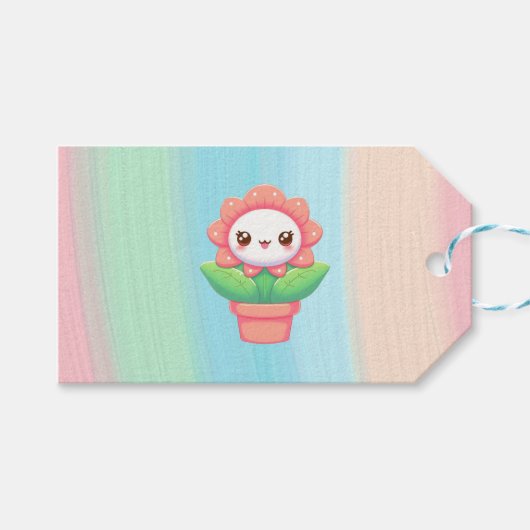 Étiquettes-cadeau Fleur mignonne, capricieuse en pot (Devant (Horizontal))