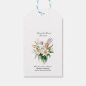 Étiquettes-cadeau Fleur Narcisse de décembre avec oiseaux floraux (Dos)