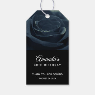 Étiquettes-cadeau Fleur noire Rose foncé gothique Anniversaire Merci