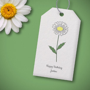 Étiquettes-cadeau Fleur pastel de marguerite botanique