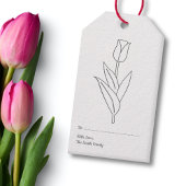 Étiquettes-cadeau Fleur pastel de Tulipe rouge botanique