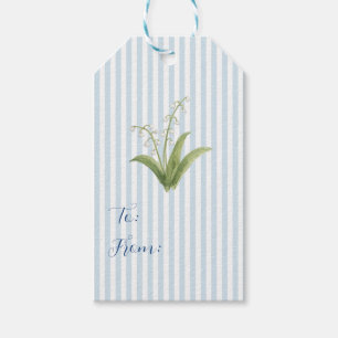 Étiquettes-cadeau Fleur personnalisée de muguet à rayures de printem
