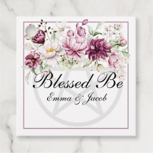 Étiquettes Cadeau Fleur Romantique en Fleur Péonie Pentacle