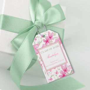 Étiquettes-cadeau Fleur rose Azalée aquarelle Remise de diplômes