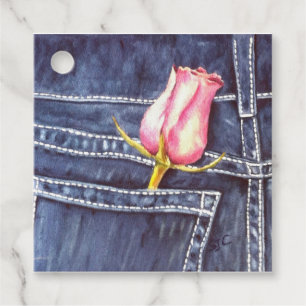 Étiquettes Cadeau Fleur rose simple
