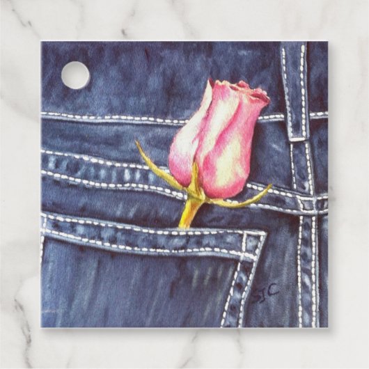 Étiquettes Cadeau Fleur rose simple (Devant)