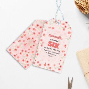 Étiquettes-cadeau Fleur rose Sixième anniversaire Fête Personnalisée