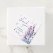 Étiquettes Cadeau Fleur rose violet papillon anniversaire merci (En situation)