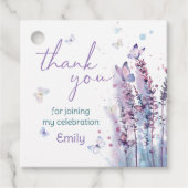 Étiquettes Cadeau Fleur rose violet papillon anniversaire merci (Devant)