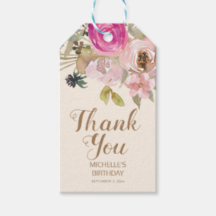 Étiquettes-cadeau Fleur rose violet Surprise Anniversaire Remercieme