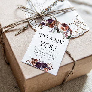 Étiquettes-cadeau Fleur Royale Sauvage Message de Remerciement