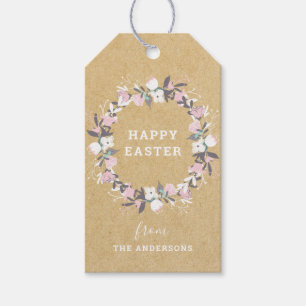 Étiquettes-cadeau Fleur Rustique Joyeuses Pâques