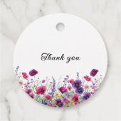 Étiquettes Cadeau Fleur sauvage, Baby shower à fleurs violettes (Dos)