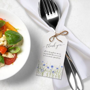 Étiquettes-cadeau Fleur sauvage Bleu Mariage Favori Sac