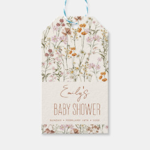 Étiquettes-cadeau Fleur sauvage Boho Baby shower Aquarelle En Fleur