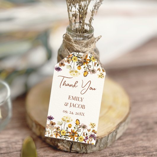 Étiquettes-cadeau Fleur sauvage Boho Mariage