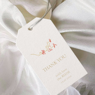 Étiquettes-cadeau Fleur sauvage chic Merci Mariage