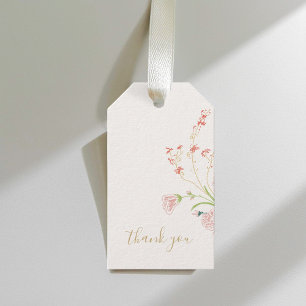 Étiquettes-cadeau Fleur sauvage chic Merci Mariage