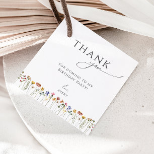 Étiquettes Cadeau Fleur sauvage coloré Anniversaire Carré Merci