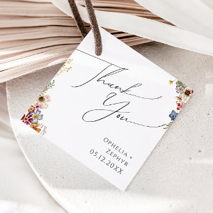 Étiquettes Cadeau Fleur sauvage coloré   Merci de jardin