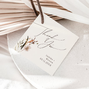 Étiquettes Cadeau Fleur sauvage d'automne Boho Merci beige