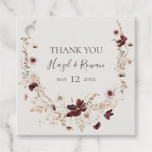 Étiquettes Cadeau Fleur sauvage de Cuivre Bourgogne Merci beige