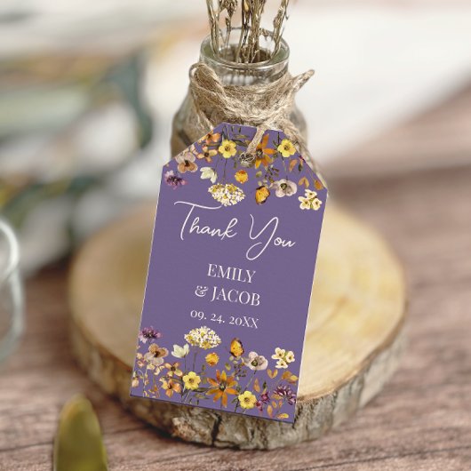 Étiquettes-cadeau Fleur sauvage de lavande Mariage Boho