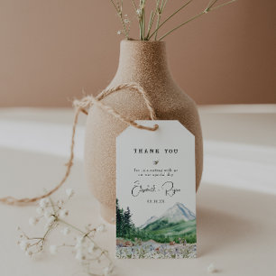 Étiquettes-cadeau Fleur sauvage de montagne rustique   MERCI MARIAGE