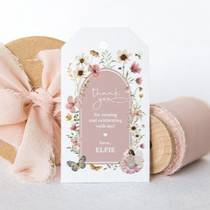 Étiquettes-cadeau Fleur sauvage Fairy Dusty Pink Garden Anniversaire