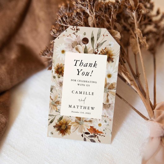 Étiquettes-cadeau Fleur sauvage Fall Floral Mariage