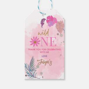 Étiquettes-cadeau Fleur sauvage fille en feuille tropicale 1er anniv