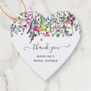Étiquettes Cadeau Fleur sauvage Floral Fête des mariées Coeur Tags c