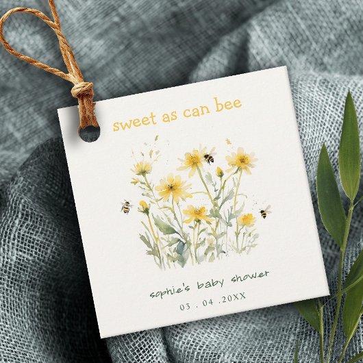 Étiquettes Cadeau Fleur sauvage Jaune doux comme Baby shower neutre