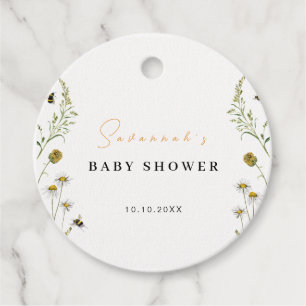 Étiquettes Cadeau Fleur sauvage Maman D'Être Un Baby shower Neutre P