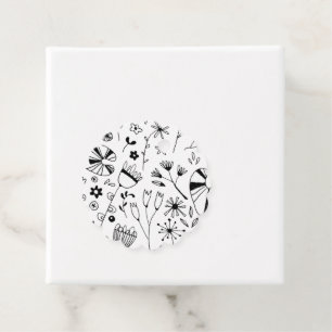 Étiquettes Cadeau Fleur sauvage monochrome