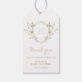 Étiquettes-cadeau Fleur sauvage Pastel Monogram Crest Merci (Devant)