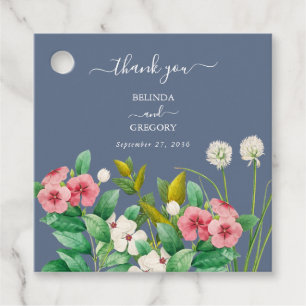Étiquettes Cadeau Fleur sauvage Periwinkle Dusty Blue Mariage