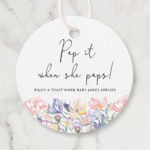 Étiquettes Cadeau Fleur sauvage Pop it quand elle popote baby shower