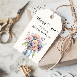 Étiquettes-cadeau Fleur sauvage Rustic Mason Jar Fête des mariées Fa