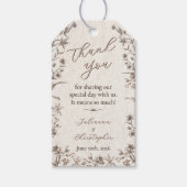 Étiquettes-cadeau Fleur sauvage rustique élégant Mariage de script (Devant)