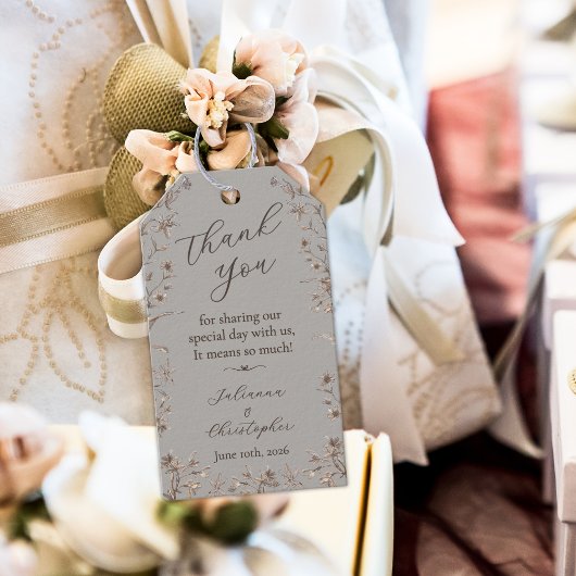 Étiquettes-cadeau Fleur sauvage rustique élégant Script mariage Fave