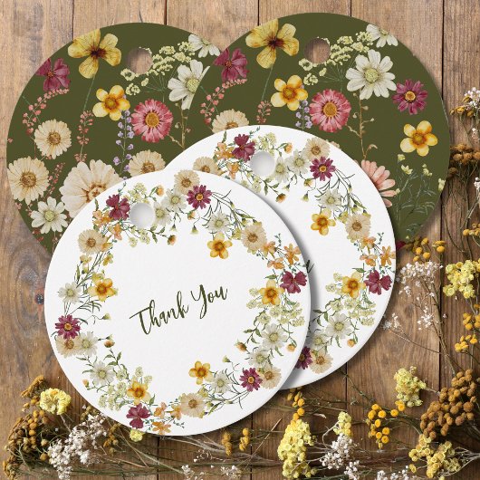 Étiquettes Cadeau Fleur sauvage rustique vert Sage