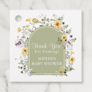 Étiquettes Cadeau Fleur sauvage Sage Green Baby dans le Baby shower